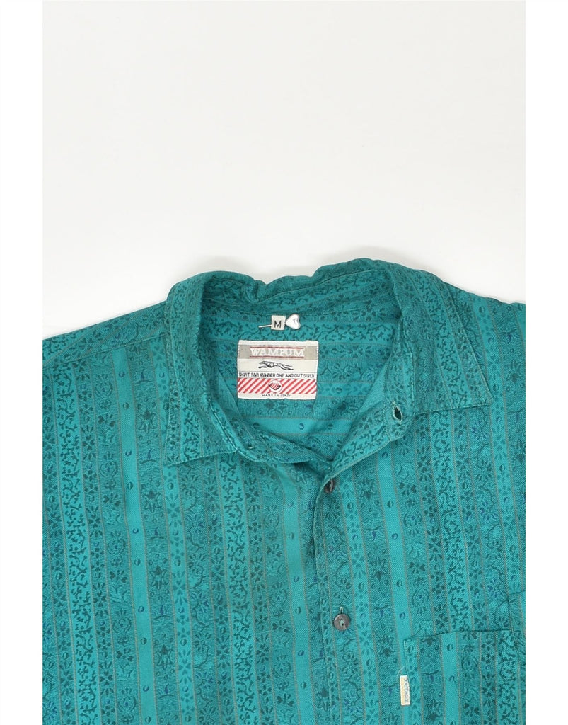 WAMPUM Mens Shirt Medium Green Striped Viscose | Vintage Wampum | Thrift | Second-Hand Wampum | Used Clothing | Messina Hembry 