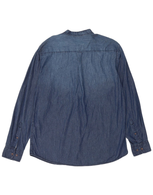Grand & Hills Mens Pullover Denim Shirt XL Blue Cotton