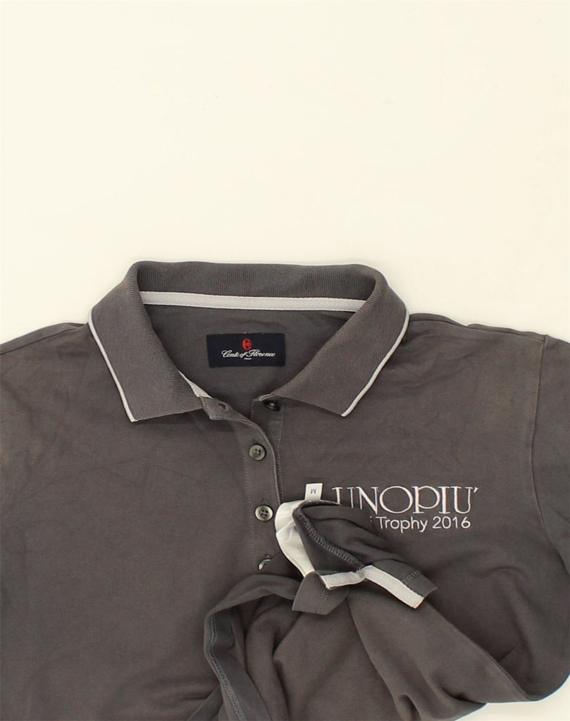 CONTE OF FLORENCE Womens Polo Shirt UK 14 Medium Grey Cotton | Vintage Conte of Florence | Thrift | Second-Hand Conte of Florence | Used Clothing | Messina Hembry 