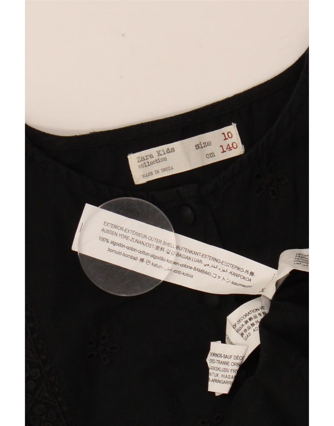 ZARA Girls Batwing A-Line Dress 9-10 Years Black Floral Cotton