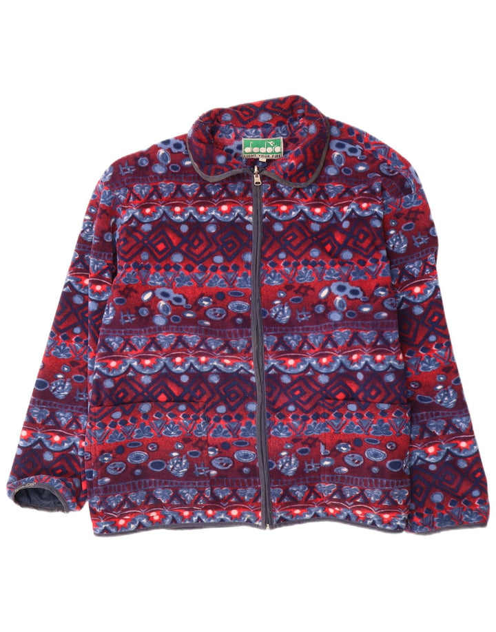 DIADORA Mens Fleece Jacket UK 40 Large Navy Blue Geometric Polyester