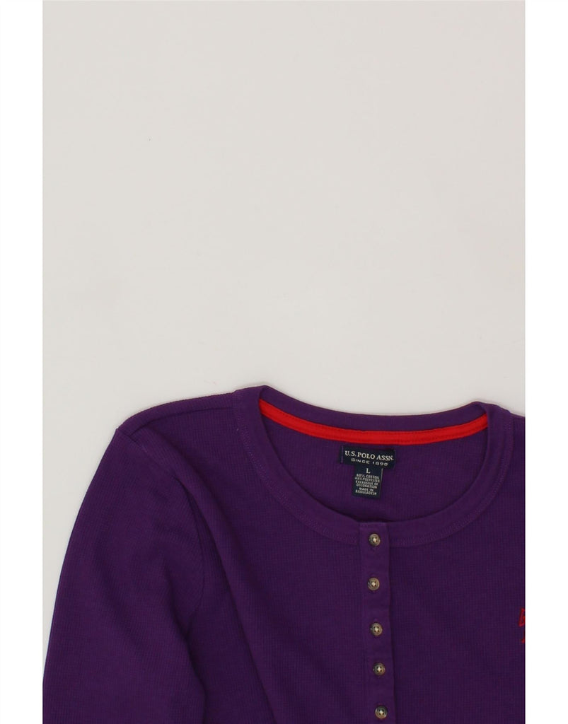 U.S. POLO ASSN. Womens Top Long Sleeve UK 14 Large Purple Cotton Vintage U.S. Polo Assn. and Second-Hand U.S. Polo Assn. from Messina Hembry 