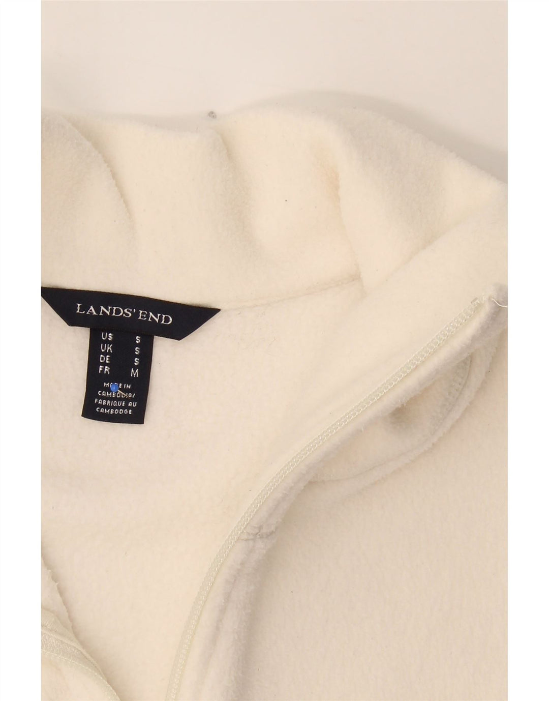 LANDS END Womens Fleece Gilet UK 10 Small Off White Polyester Vintage Lands End and Second-Hand Lands End from Messina Hembry 