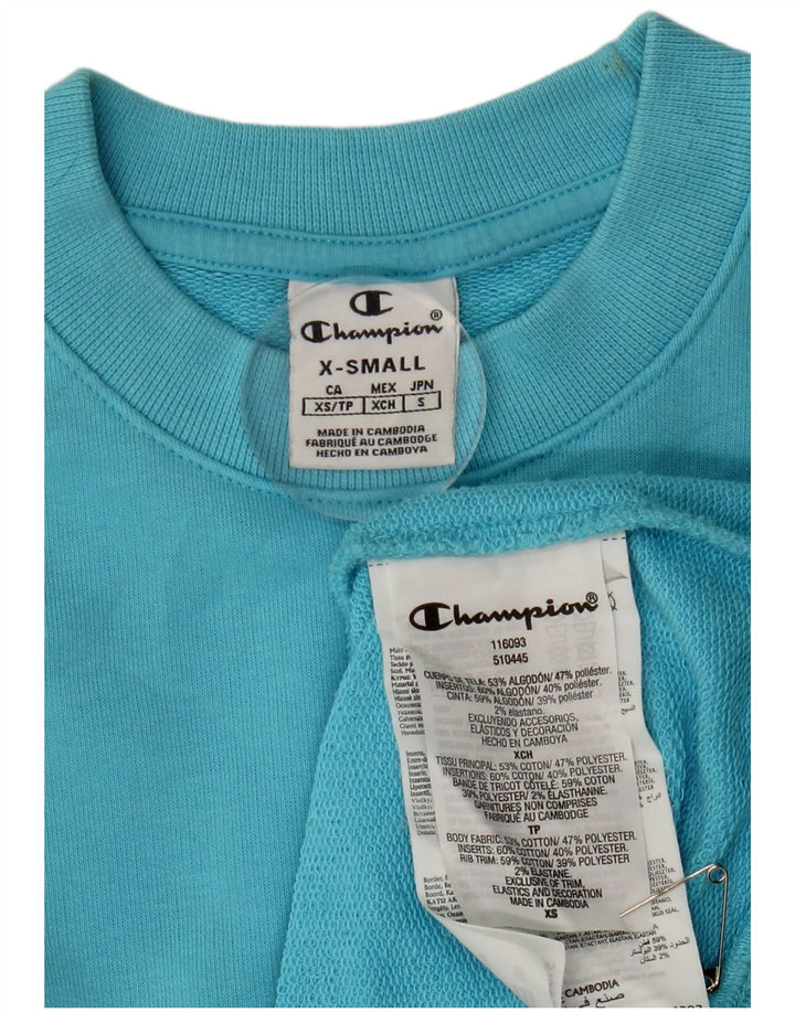 CHAMPION Womens Oversized Sweatshirt Jumper UK 6 XS Blue Cotton