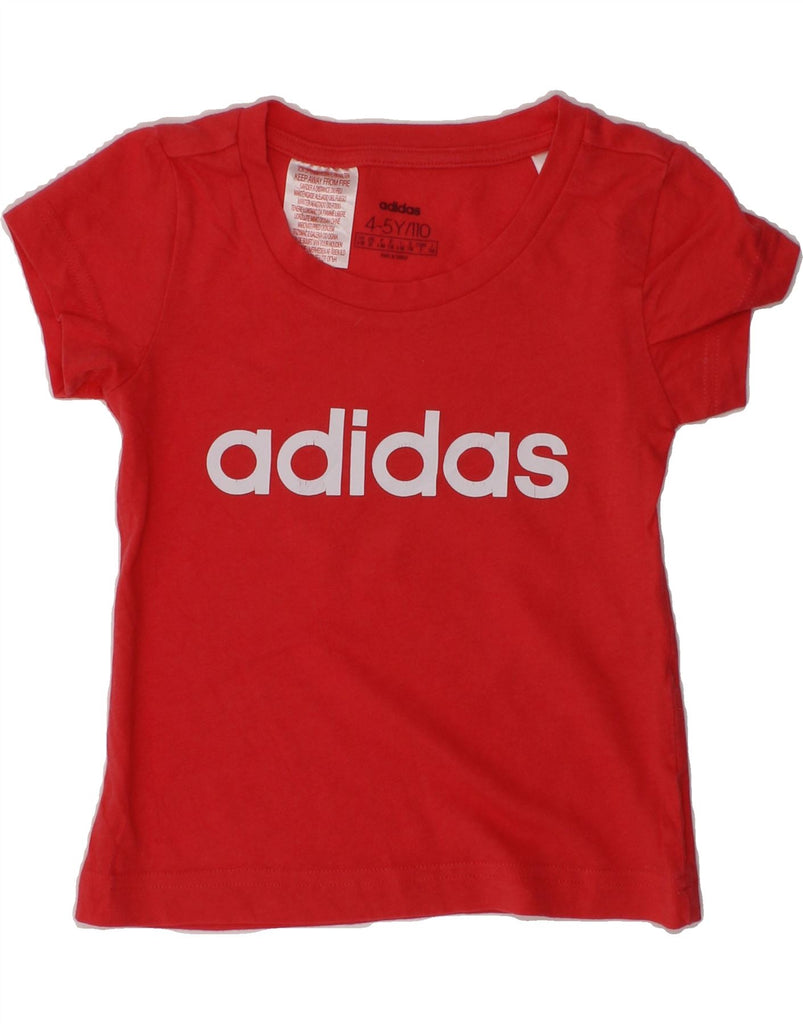 ADIDAS Girls Graphic T-Shirt Top 4-5 Years Red | Vintage Adidas | Thrift | Second-Hand Adidas | Used Clothing | Messina Hembry 