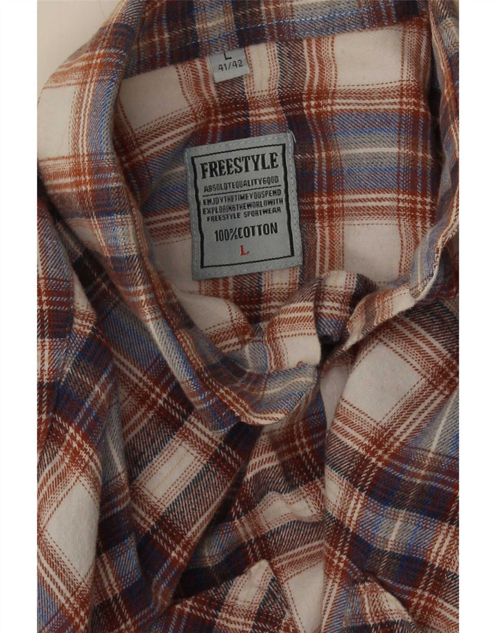 Free Style Mens Flannel Shirt Size 41/42 Large Multicoloured Check Cotton