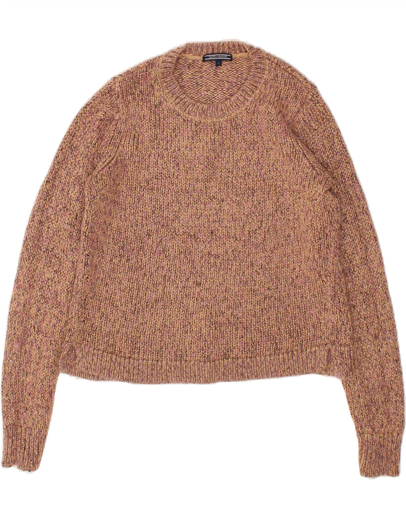 TOMMY HILFIGER Womens Crop Crew Neck Jumper Sweater UK 10 Small Brown | Vintage Tommy Hilfiger | Thrift | Second-Hand Tommy Hilfiger | Used Clothing | Messina Hembry 