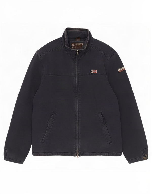 Napapijri Mens Geographic Bomber Jacket UK 40 Large Navy Blue Cotton