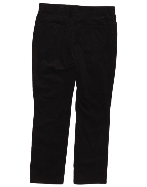 Marks & Spencer Womens High Waist Corduroy Trousers UK 14 Large W34 L28 Bla