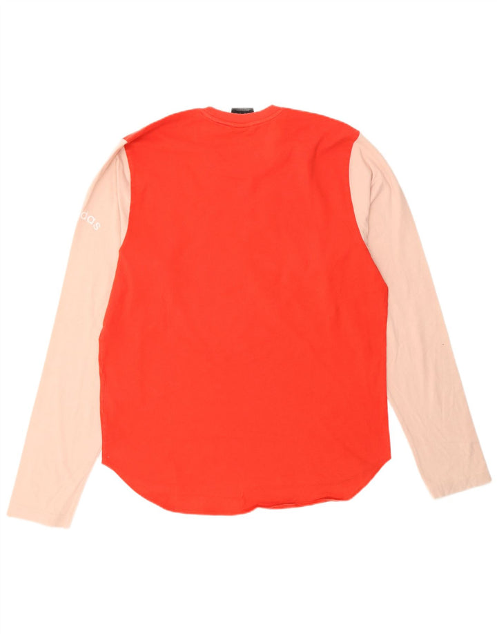 ADIDAS Mens Graphic Top Long Sleeve Medium Red Colourblock Cotton