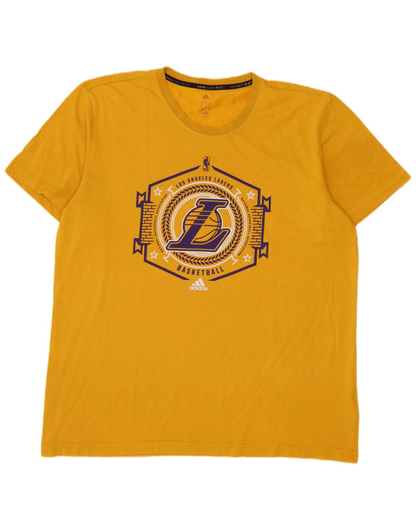Adidas Mens Los Angeles Lakers Graphic T-Shirt Top XL Yellow Cotton