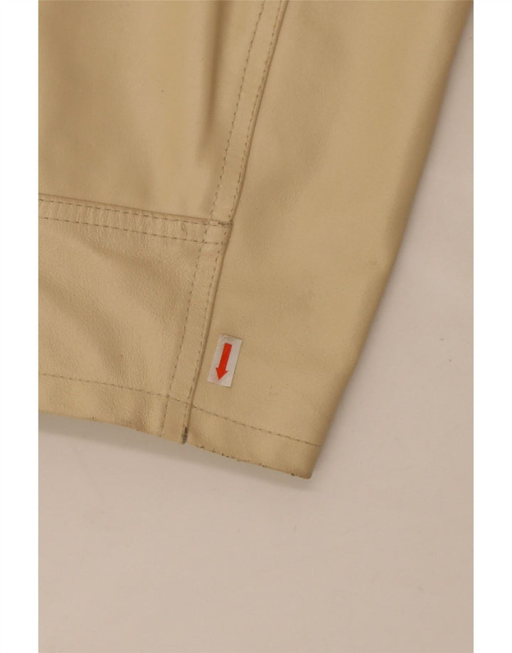 Vintage Mens Faux Leather Jacket UK 38 Medium Beige