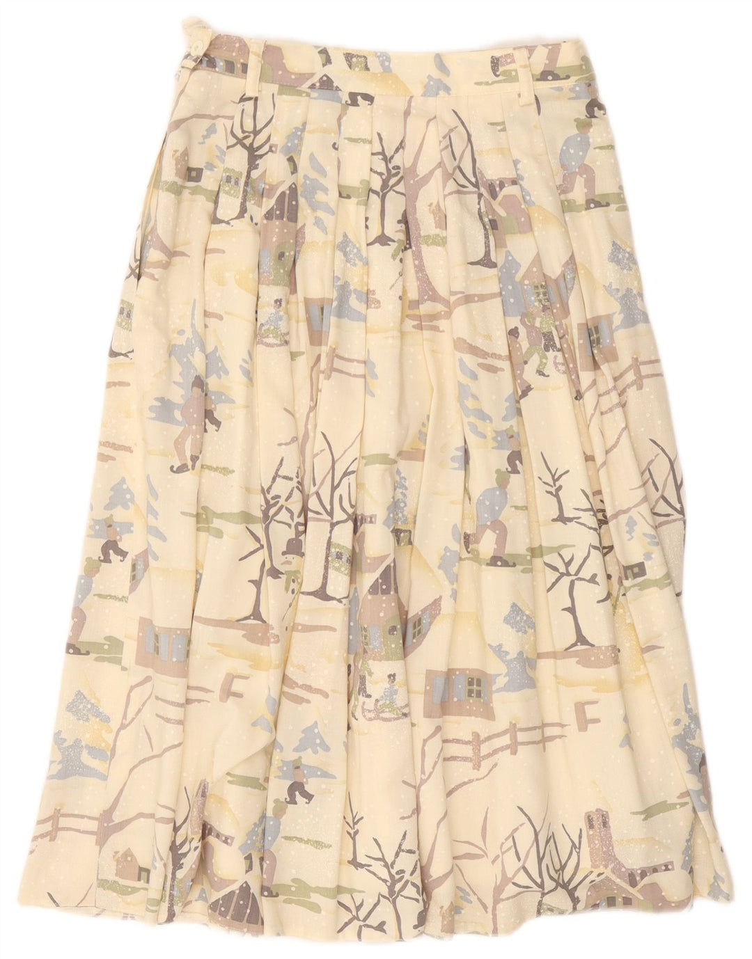 Catherine Hapfer Womens Graphic Pleated Skirt EU 40 Medium W27 Beige