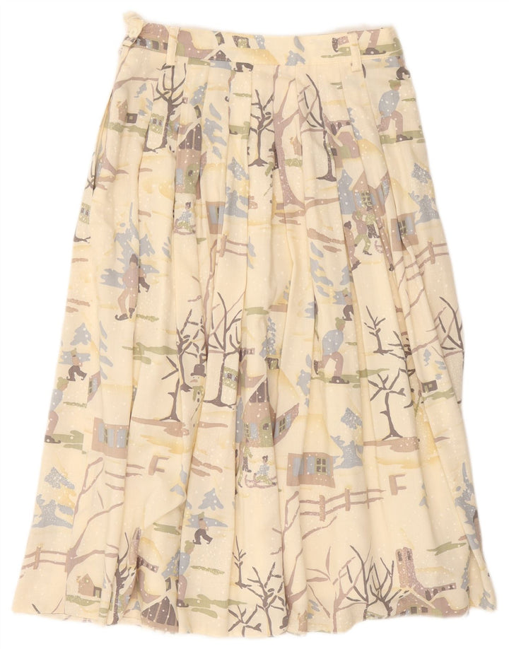 Catherine Hapfer Womens Graphic Pleated Skirt EU 40 Medium W27 Beige