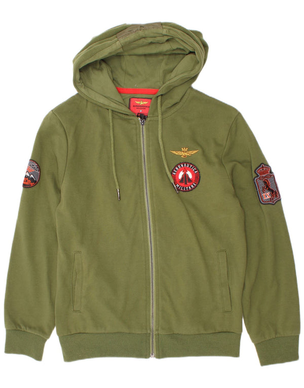 Aeronautica Militare Boys Graphic Zip Hoodie Sweater 9-10 Years Green