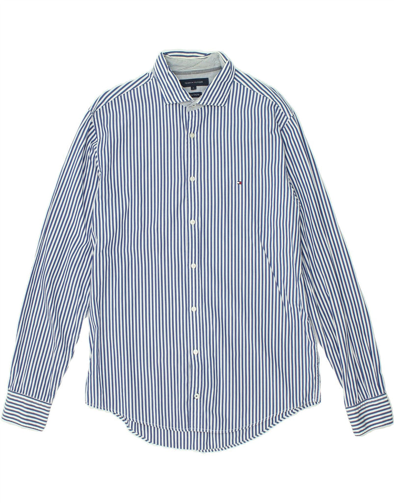 TOMMY HILFIGER Mens New York Fit Shirt Large Blue Striped Cotton | Vintage Tommy Hilfiger | Thrift | Second-Hand Tommy Hilfiger | Used Clothing | Messina Hembry 