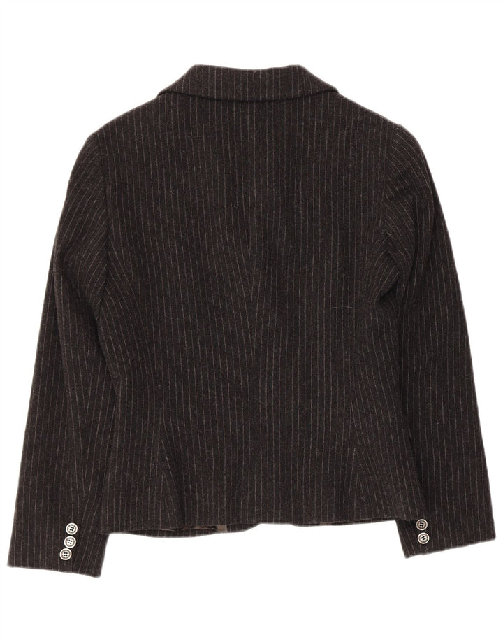 Liu Jo Womens 2 Button Blazer Jacket IT 44 Medium Black Pinstripe Acetate