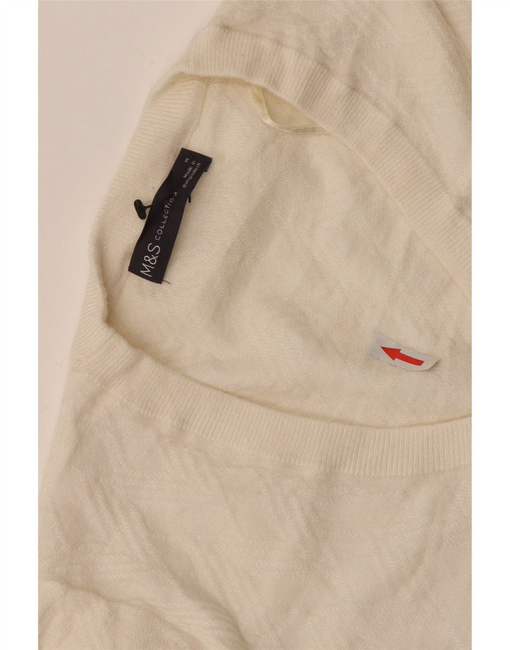 Marks & Spencer Womens V-Neck Jumper Sweater UK 12 Medium Off White