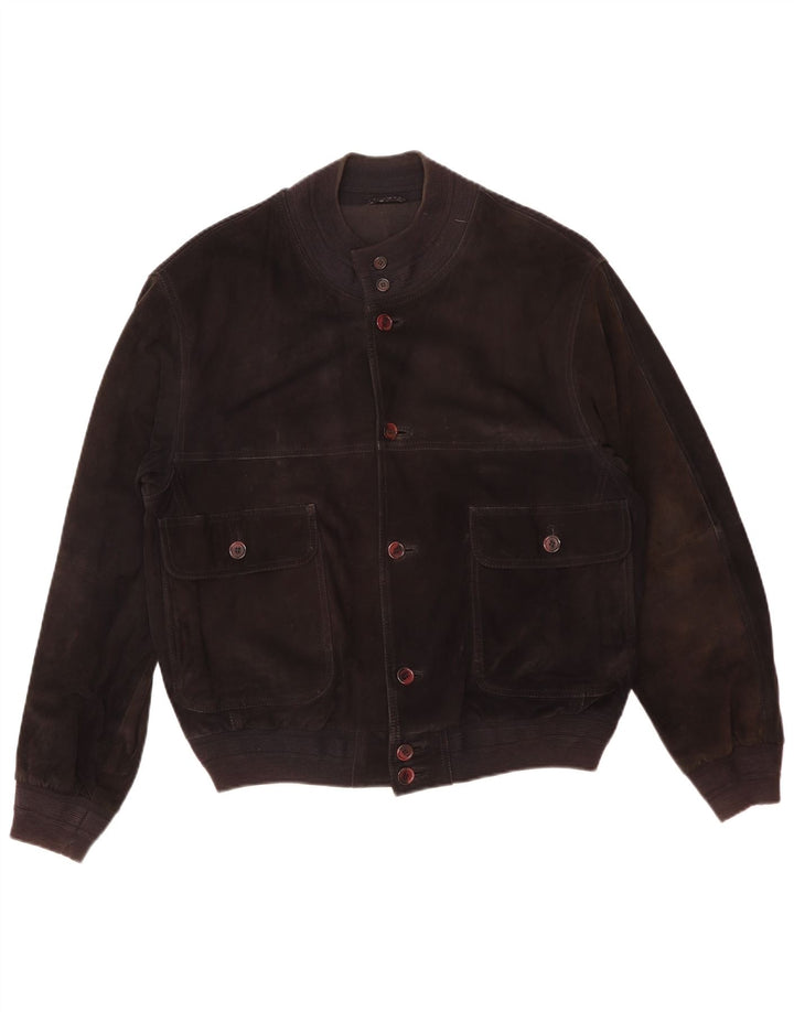 Vintage Mens Suede Bomber Jacket IT 50 Large Black