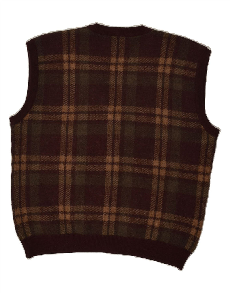 JOCKEY Mens Sleeveless Cardigan Sweater Medium Brown Check | Vintage Jockey | Thrift | Second-Hand Jockey | Used Clothing | Messina Hembry 