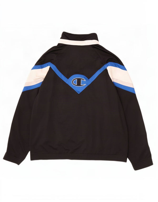 Champion Mens Graphic Tracksuit Top Jacket Large Black Colourblock