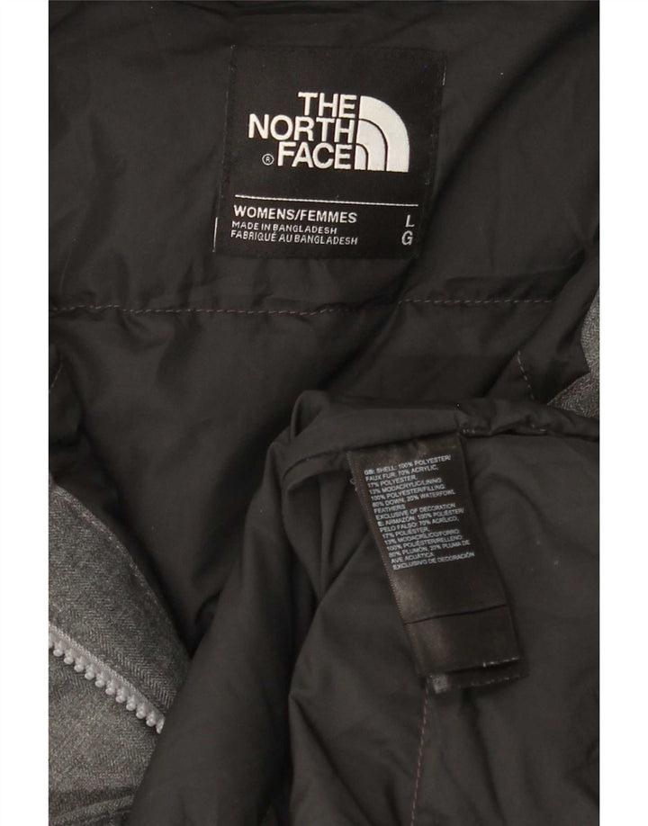 The North Face Womens Hooded Padded Coat UK 16 Large Grey Polyester