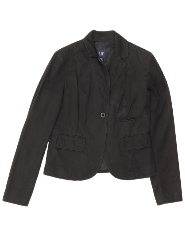 Gap Womens 1 Button Blazer Jacket UK 6 XS Black Cotton