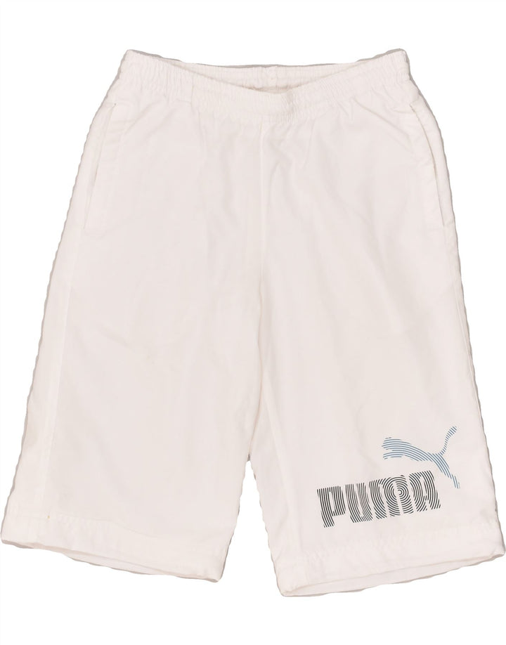 PUMA Boys Graphic Sport Shorts 7-8 Years  White Polyester | Vintage Puma | Thrift | Second-Hand Puma | Used Clothing | Messina Hembry 