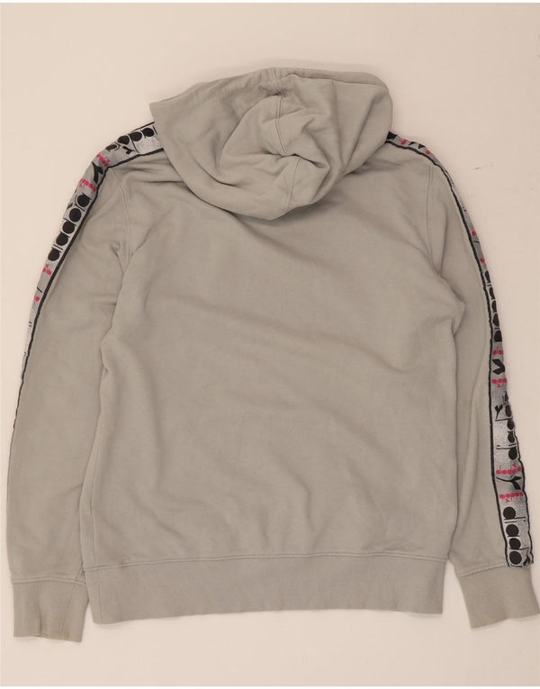 Diadora Mens Graphic Hoodie Jumper Large Grey Cotton