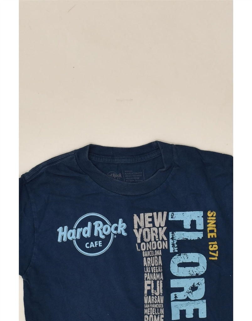 HARD ROCK Womens Graphic T-Shirt Top UK 6 XS Navy Blue Cotton | Vintage Hard Rock | Thrift | Second-Hand Hard Rock | Used Clothing | Messina Hembry 