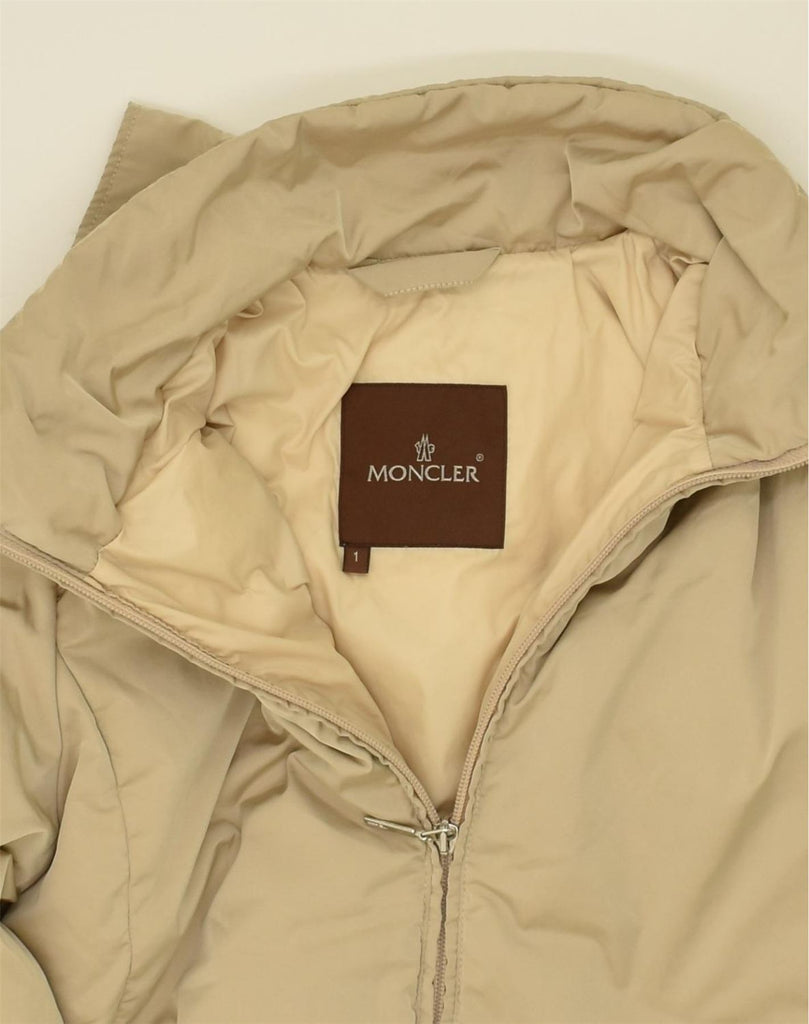 MONCLER Womens Padded Jacket Size 1 Small Beige Polyester | Vintage Moncler | Thrift | Second-Hand Moncler | Used Clothing | Messina Hembry 