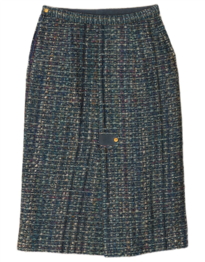 Vintage Womens Straight Skirt W28 Medium Blue Check