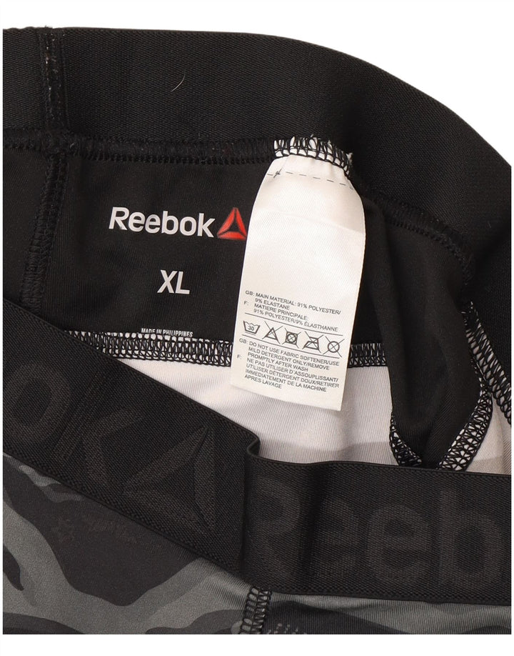 Reebok Womens Graphic Capri Leggings UK 18 XL  Grey Camouflage Polyester