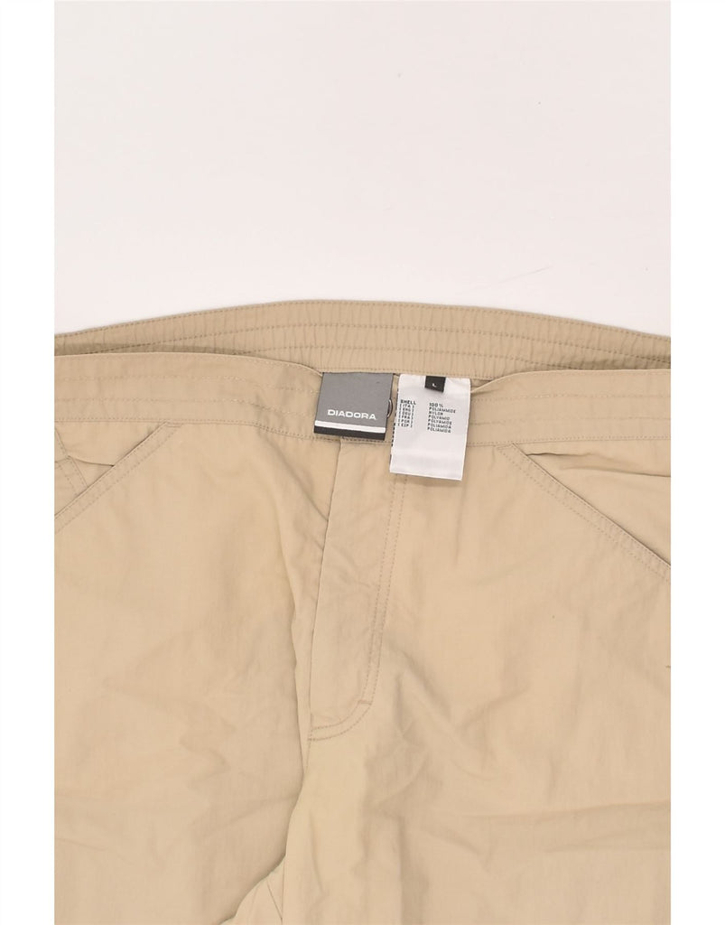 DIADORA Womens Straight Waterproof Trousers UK 14 Large W38 L29 Beige | Vintage Diadora | Thrift | Second-Hand Diadora | Used Clothing | Messina Hembry 