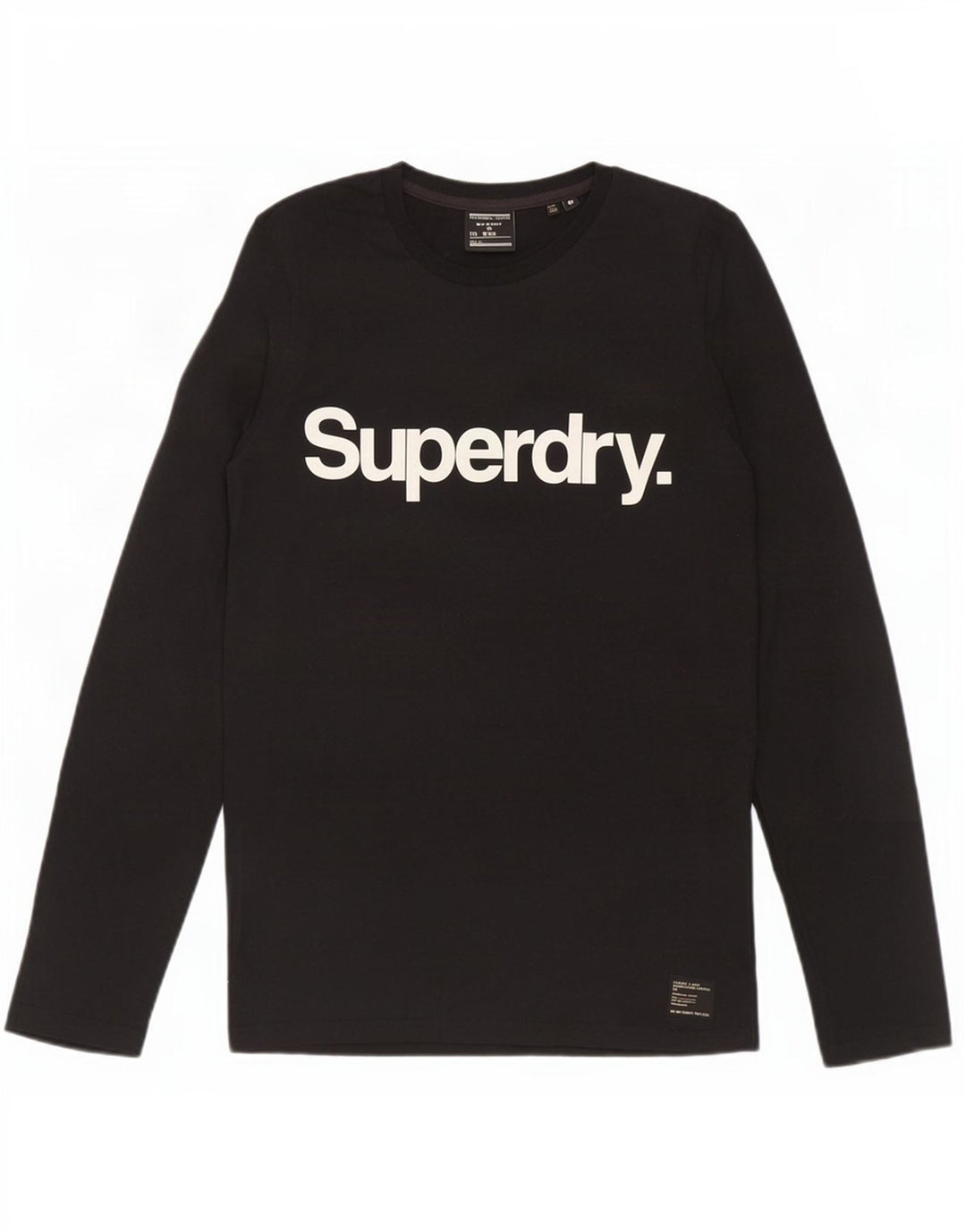 Superdry Mens Graphic Top Long Sleeve Medium Black Cotton