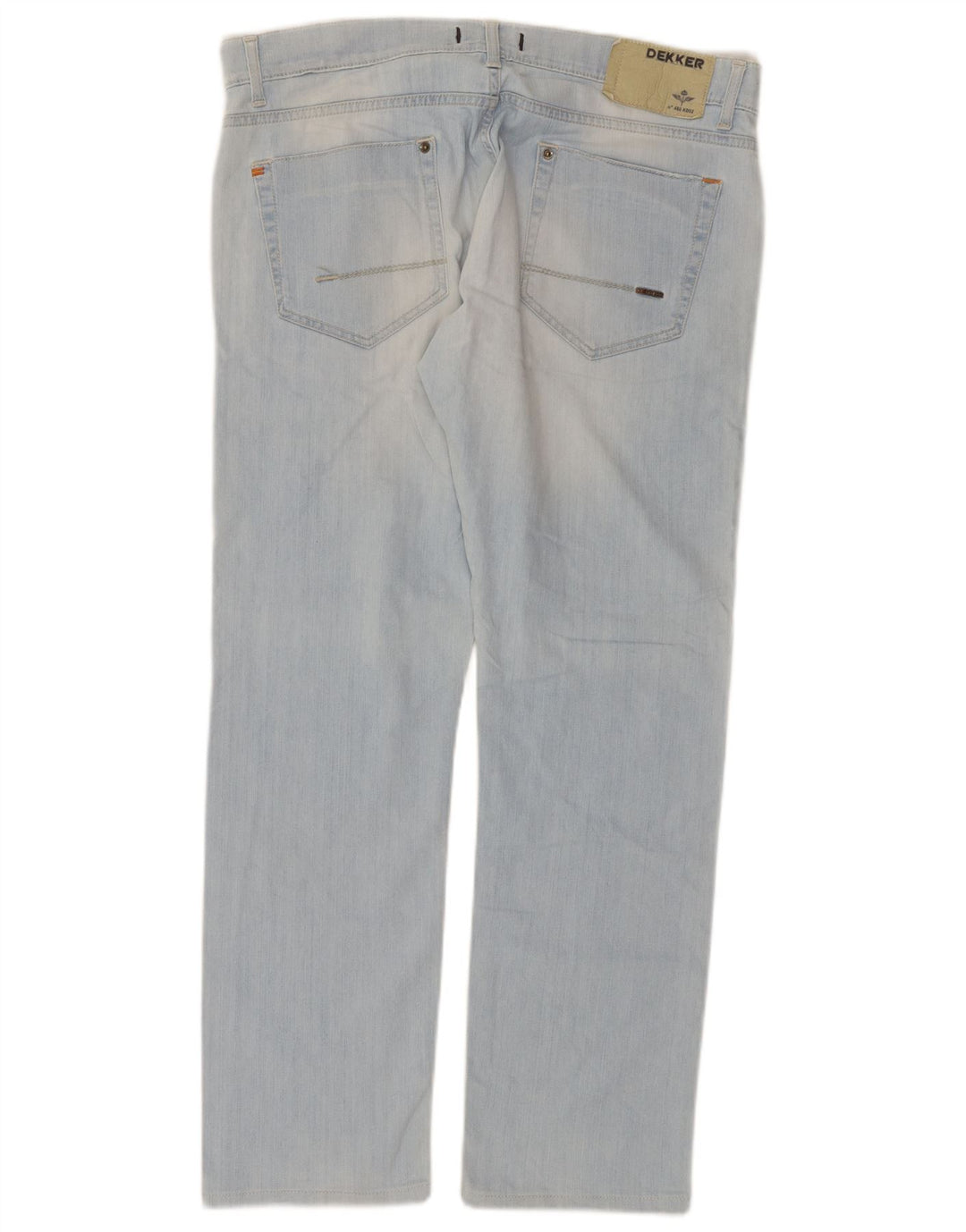 Dekker Womens Distressed Straight Jeans W36 L29 Blue Cotton