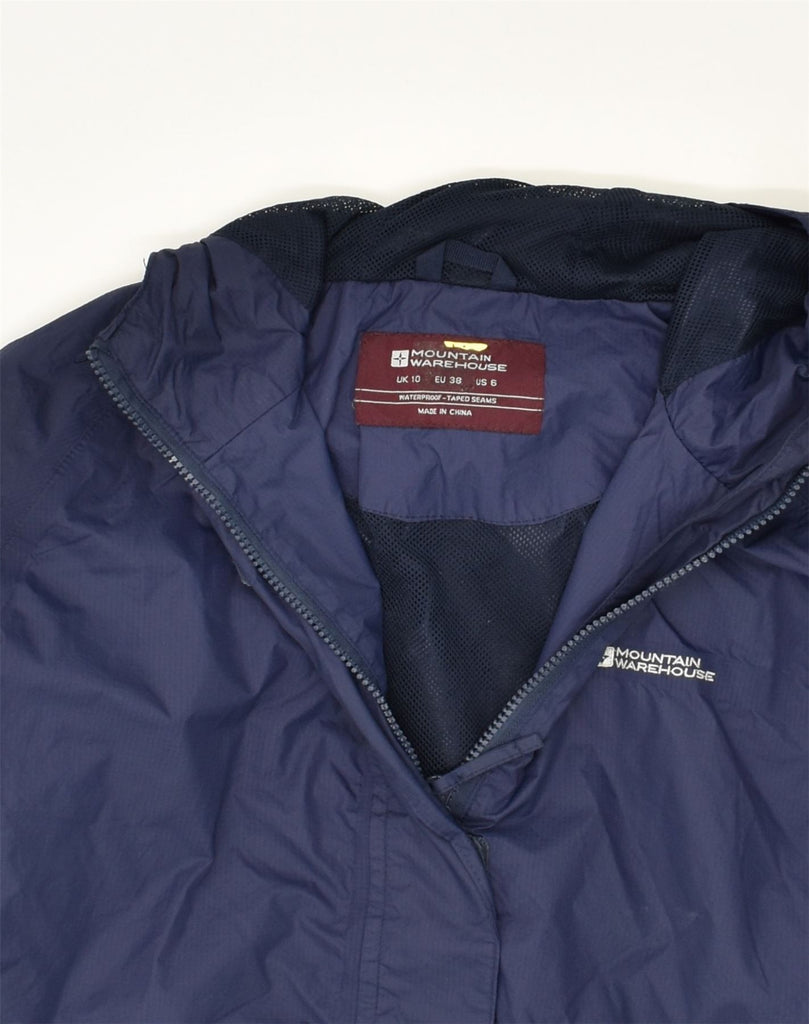 MOUNTAIN WAREHOUSE Womens Hooded Rain Jacket UK 10 Small Navy Blue | Vintage Mountain Warehouse | Thrift | Second-Hand Mountain Warehouse | Used Clothing | Messina Hembry 