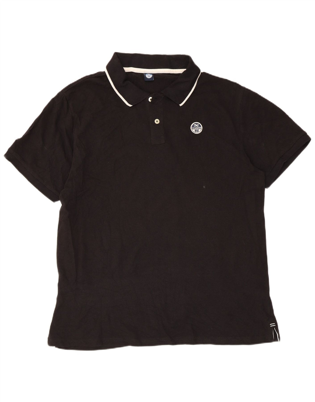 North Sails Mens Polo Shirt XL Black Striped Cotton