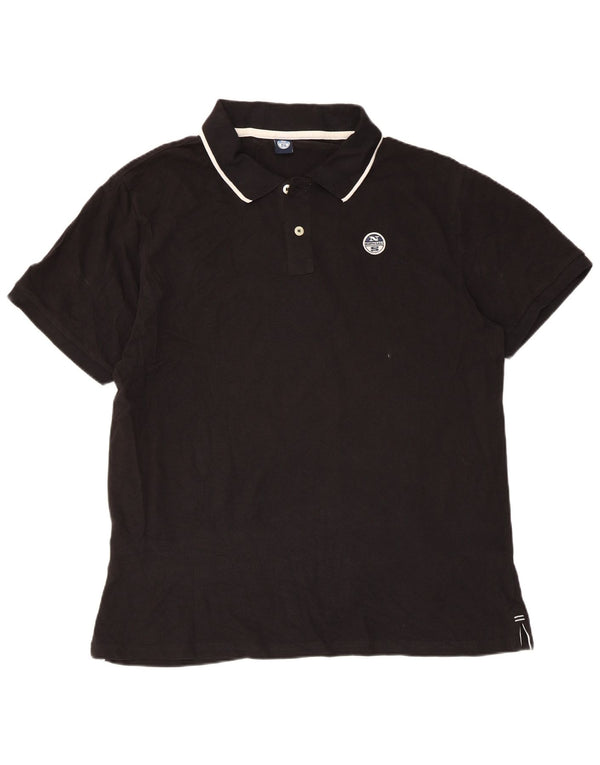 North Sails Mens Polo Shirt XL Black Striped Cotton