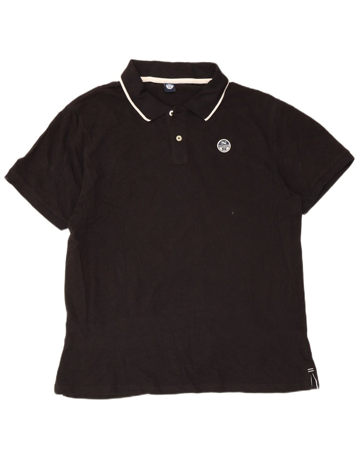 North Sails Mens Polo Shirt XL Black Striped Cotton