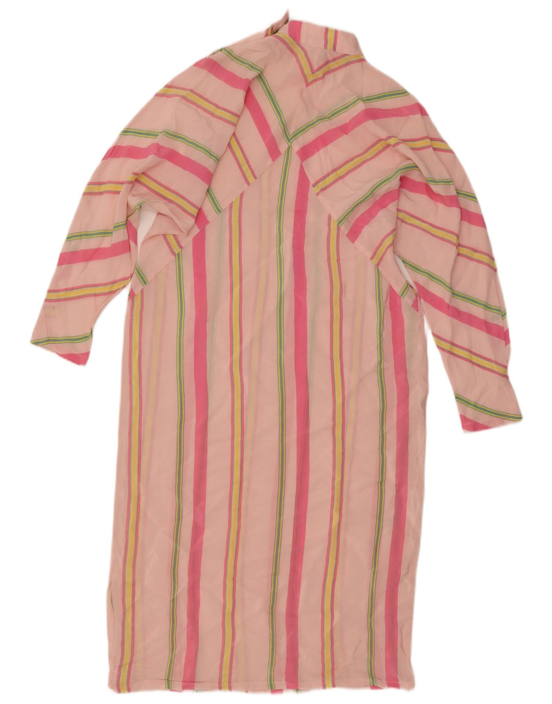 Vintage Womens 3/4 Sleeve See Through Shift Dress UK 12 Medium Pink Striped