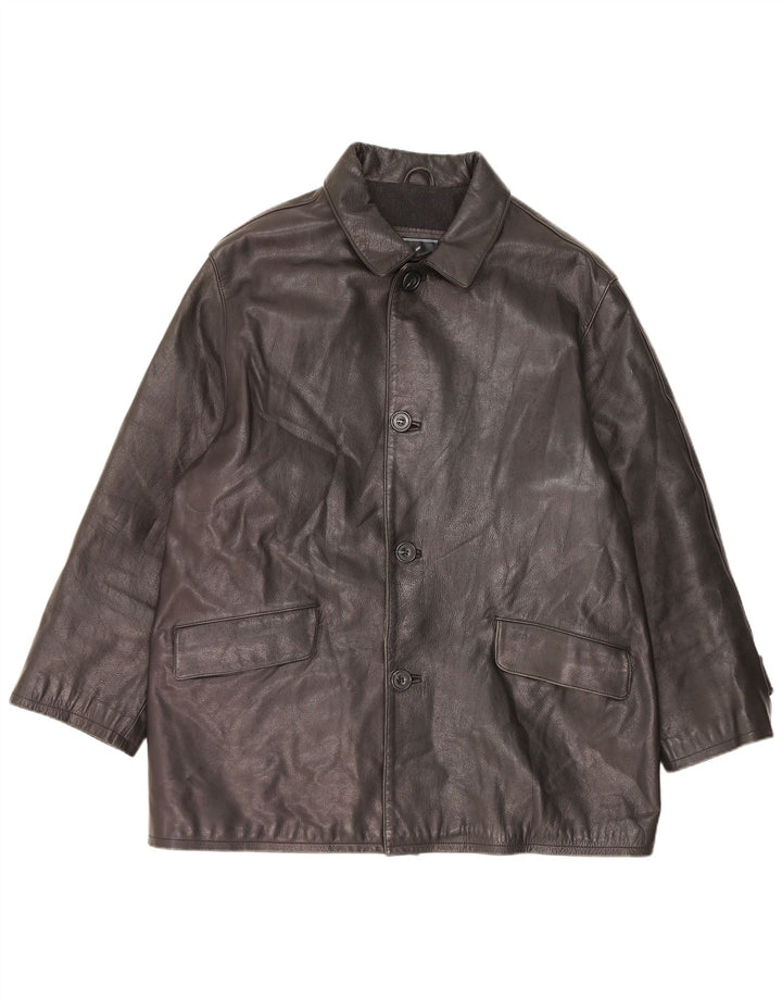 Daniel Hechter Mens Leather Jacket IT 52 XL Black