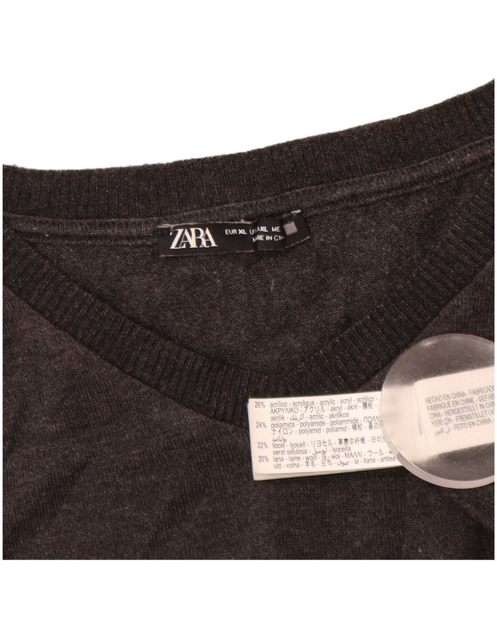 ZARA Womens Top Long Sleeve UK 18 XL Grey Acrylic