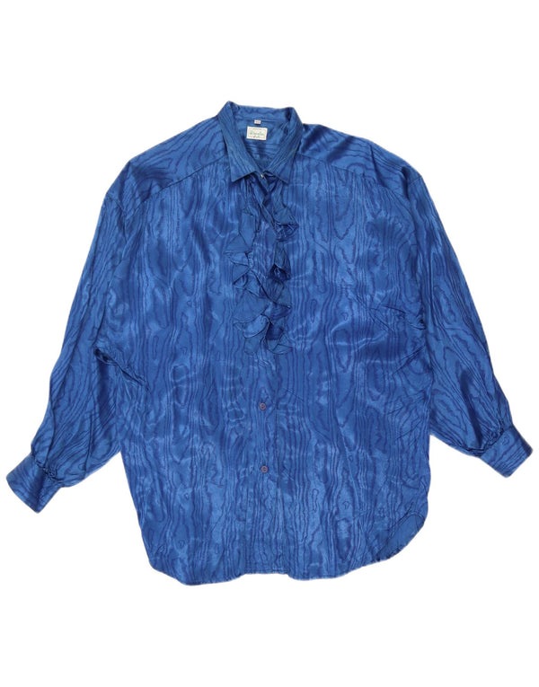 Benetton Womens Abstract Pattern Shirt Blouse IT 42 Medium Blue