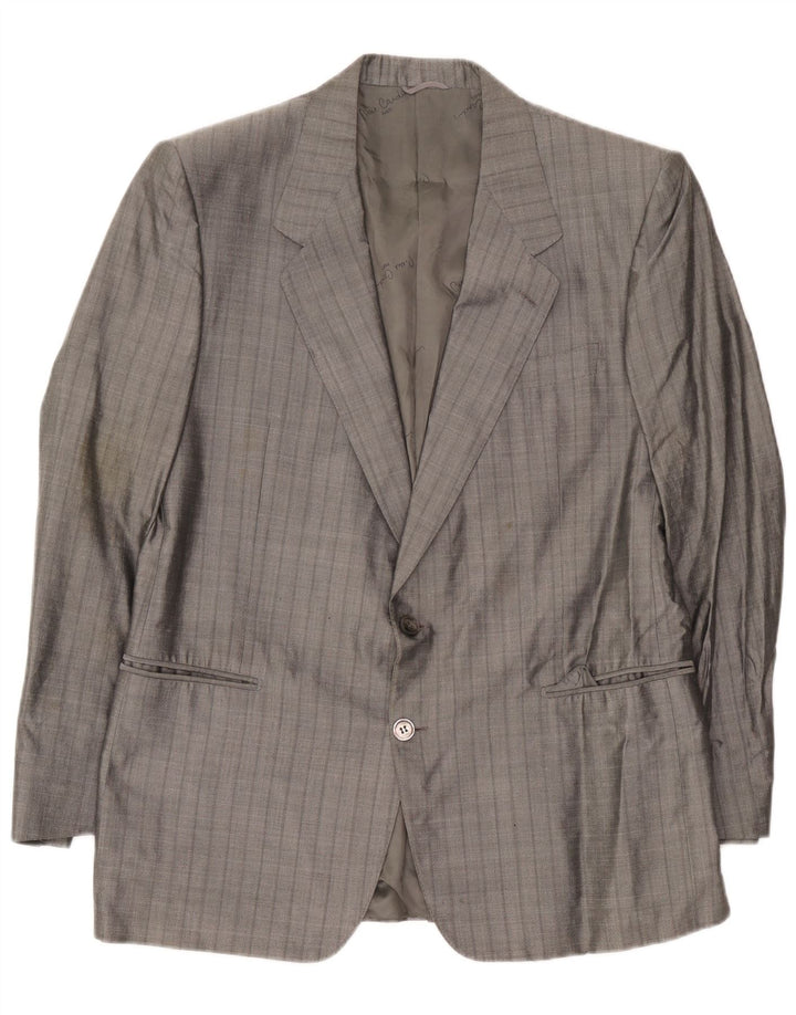 Pierre Cardin Mens 2 Button Blazer Jacket UK 38 Medium Grey Striped Silk