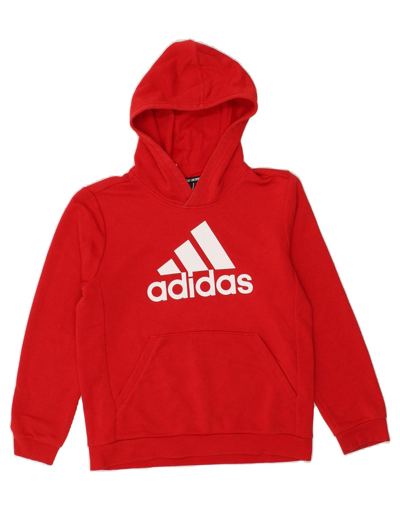 ADIDAS Boys Graphic Hoodie Jumper 11-12 Years Red Cotton | Vintage Adidas | Thrift | Second-Hand Adidas | Used Clothing | Messina Hembry 