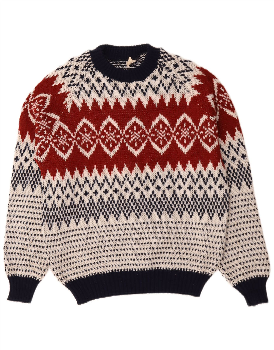 Vintage Mens Crew Neck Jumper Sweater Large Multicoloured Fair Isle