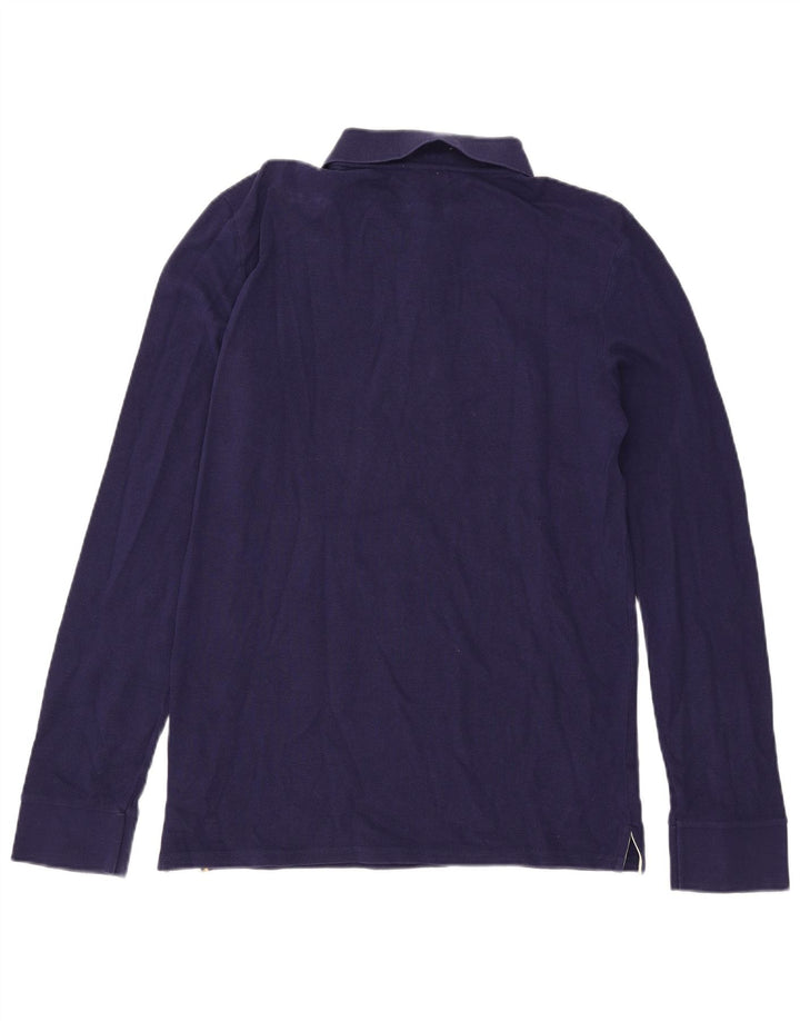 Guru Mens Long Sleeve Polo Shirt Large Navy Blue Cotton