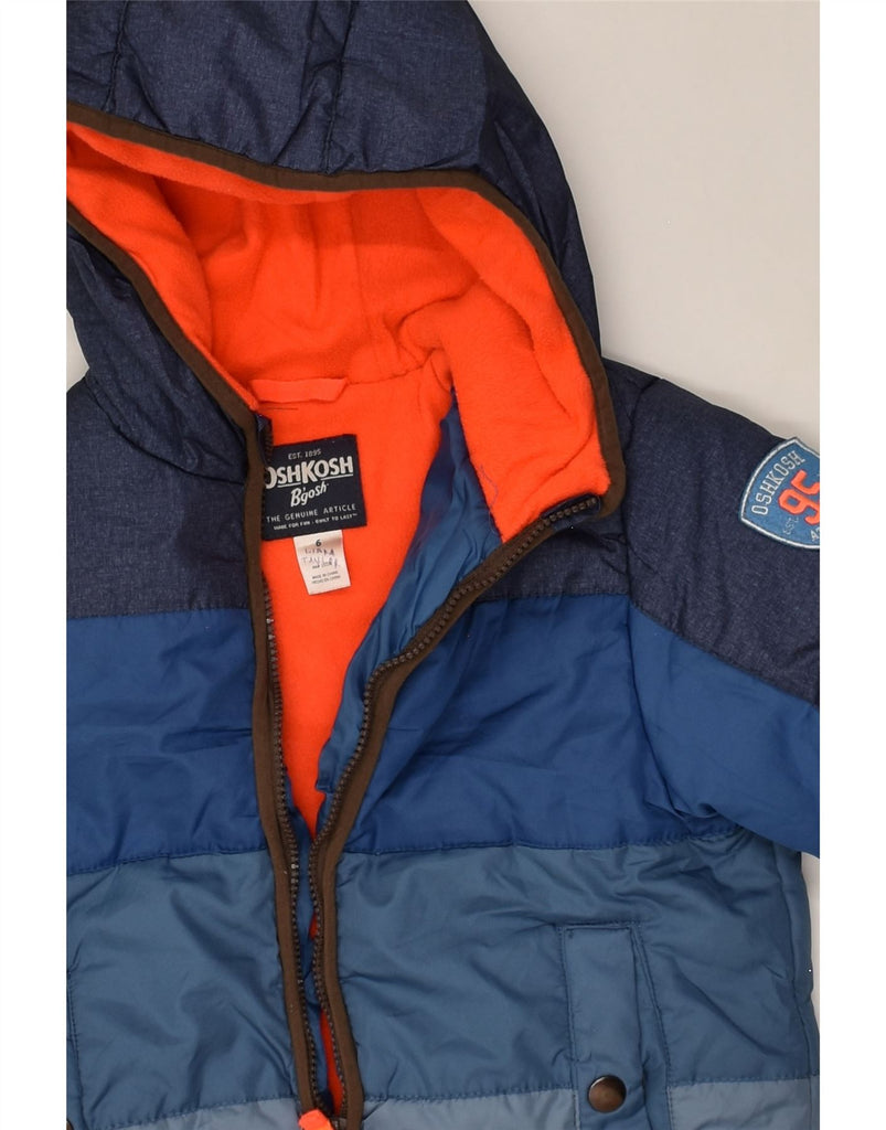 OSH KOSH Boys Hooded Padded Jacket 5-6 Years Blue Colourblock Polyester | Vintage Osh Kosh | Thrift | Second-Hand Osh Kosh | Used Clothing | Messina Hembry 