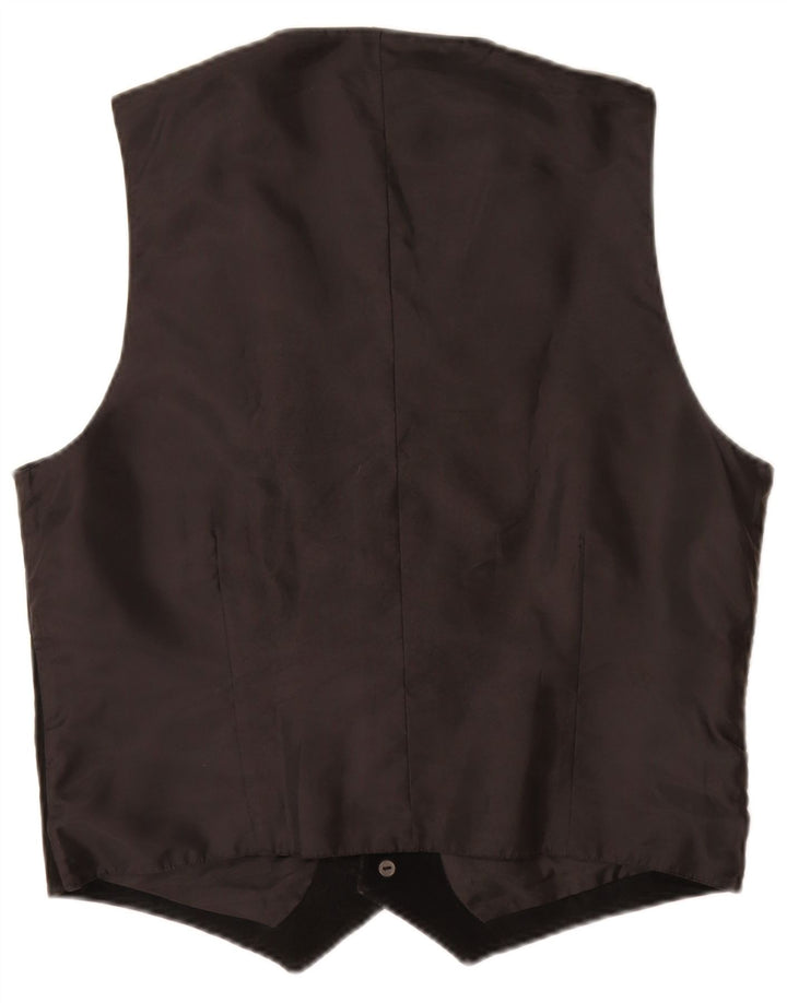 Vintage Mens Suede Waistcoat UK 40 Medium Black Leather